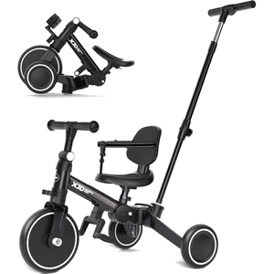 XJD 6-in-1 Folding Toddler Tricycle Black