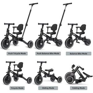 XJD 6-in-1 Folding Toddler Tricycle Black