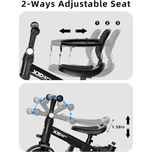 XJD 6-in-1 Folding Toddler Tricycle Black