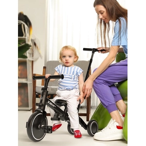 XJD 6-in-1 Folding Toddler Tricycle Black