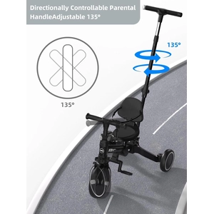 XJD 6-in-1 Folding Toddler Tricycle Black