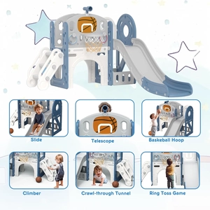 XJD 8-in-1 Toddler Slide & Playset Blue Gray