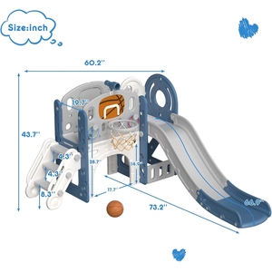 XJD 8-in-1 Toddler Slide & Playset Blue Gray
