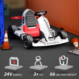 XJD Electric Go Kart for Kids Ages 3–8 White