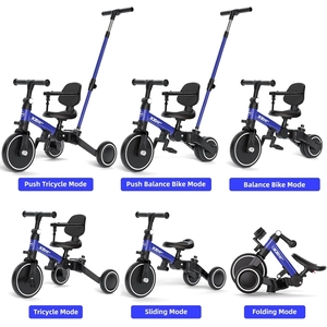 XJD 6-in-1 Folding Toddler Tricycle Multi-Color