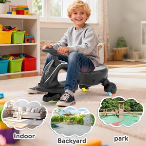 XJD Electric Wiggle Car for Kids Black