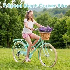 XJD Beach Cruiser Bike with Rear Rack & V-Brake Mint Green