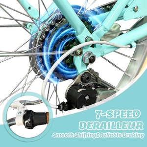 XJD Beach Cruiser Bike with Rear Rack & V-Brake Mint Green