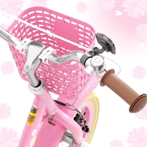 XJD Girls Bike for Toddlers 3-9 Years Old Kids, 12 14 16 Inch Kids Bike with Training Wheels, Streamers, Basket and Doll Seat