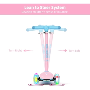 XJD Toddler Scooters for Kids 3-8, 3 Wheel Scooters for Kids 110lbs, LED Light-Up Wheels and Side, 3 Adjustable Height, Lean-to-Steer, Birthday Gift Toy for 3-8 Year Old Girl Boy