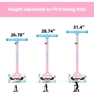 XJD Toddler Scooters for Kids 3-8, 3 Wheel Scooters for Kids 110lbs, LED Light-Up Wheels and Side, 3 Adjustable Height, Lean-to-Steer, Birthday Gift Toy for 3-8 Year Old Girl Boy