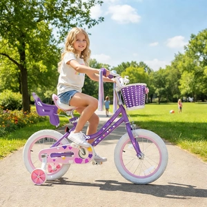 XJD Girls Bike for Toddlers 3-9 Years Old Kids, 12 14 16 Inch Kids Bike with Training Wheels, Streamers, Basket and Doll Seat