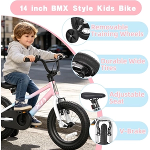 XJD 12 14 16 inch Kids Bike BMX Style Bicycle with Training Wheels Coaster Brake for 3-10 Years Old Toddlers Boys Girls