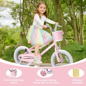 XJD Girls Bike for 3-12 Years Old Girls, 12 14 16 20 Inch Kids Bike with Training Wheels, Adjustable Seat Height, Coaster Brake, Streamers Basket