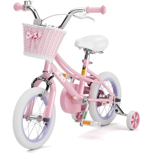 XJD Girls Bike for 3-12 Years Old Girls, 12 14 16 20 Inch Kids Bike with Training Wheels, Adjustable Seat Height, Coaster Brake, Streamers Basket