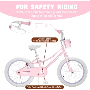 XJD Girls Bike for 3-12 Years Old Girls, 12 14 16 20 Inch Kids Bike with Training Wheels, Adjustable Seat Height, Coaster Brake, Streamers Basket