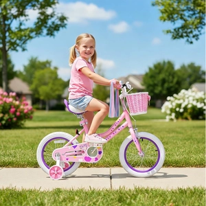 XJD Girls Bike for Toddlers 3-9 Years Old Kids, 12 14 16 Inch Kids Bike with Training Wheels, Streamers, Basket and Doll Seat