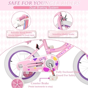 XJD Girls Bike for Toddlers 3-9 Years Old Kids, 12 14 16 Inch Kids Bike with Training Wheels, Streamers, Basket and Doll Seat