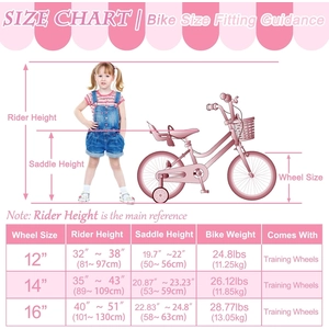 XJD Girls Bike for Toddlers 3-9 Years Old Kids, 12 14 16 Inch Kids Bike with Training Wheels, Streamers, Basket and Doll Seat