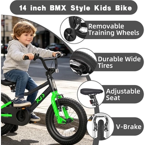 XJD 12 14 16 inch Kids Bike BMX Style Bicycle with Training Wheels Coaster Brake for 3-10 Years Old Toddlers Boys Girls