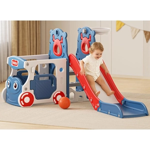 XJD 4 in 1 Toddler Slide, Kids Slide for 1-3 Toddler Outdoor Playset | Multifunctional toddler climber slide equipped with basketball hoop and matching ball for all weather indoor and outdoor play