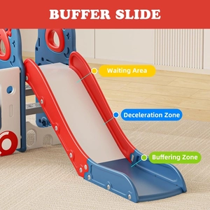 XJD 4 in 1 Toddler Slide, Kids Slide for 1-3 Toddler Outdoor Playset | Multifunctional toddler climber slide equipped with basketball hoop and matching ball for all weather indoor and outdoor play