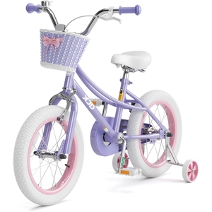 XJD Girls Bike for 3-12 Years Old Girls, 12 14 16 20 Inch Kids Bike with Training Wheels, Adjustable Seat Height, Coaster Brake, Streamers Basket