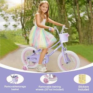 XJD Girls Bike for 3-12 Years Old Girls, 12 14 16 20 Inch Kids Bike with Training Wheels, Adjustable Seat Height, Coaster Brake, Streamers Basket