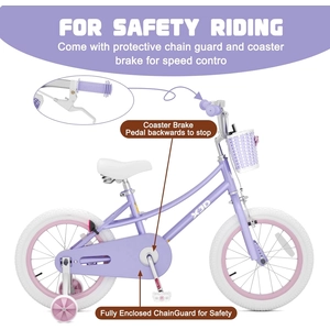 XJD Girls Bike for 3-12 Years Old Girls, 12 14 16 20 Inch Kids Bike with Training Wheels, Adjustable Seat Height, Coaster Brake, Streamers Basket