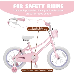 XJD Girls Bike for 3-12 Years Old Girls, 12 14 16 20 Inch Kids Bike with Training Wheels, Adjustable Seat Height, Coaster Brake, Streamers Basket