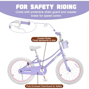 XJD Girls Bike for 3-12 Years Old Girls, 12 14 16 20 Inch Kids Bike with Training Wheels, Adjustable Seat Height, Coaster Brake, Streamers Basket