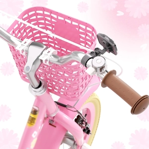 XJD Girls Bike for Toddlers 3-9 Years Old Kids, 12 14 16 Inch Kids Bike with Training Wheels, Streamers, Basket and Doll Seat