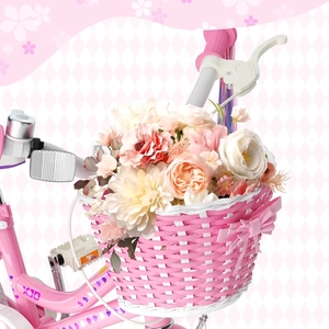 XJD Girls Bike for Toddlers 3-9 Years Old Kids, 12 14 16 Inch Kids Bike with Training Wheels, Streamers, Basket and Doll Seat