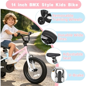 XJD 12 14 16 inch Kids Bike BMX Style Bicycle with Training Wheels Coaster Brake for 3-10 Years Old Toddlers Boys Girls