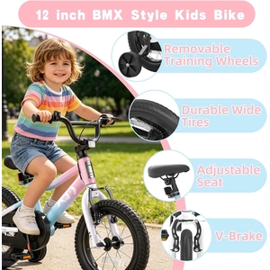 XJD 12 14 16 inch Kids Bike BMX Style Bicycle with Training Wheels Coaster Brake for 3-10 Years Old Toddlers Boys Girls