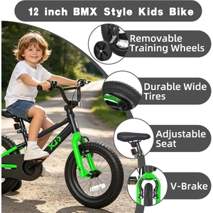 XJD 12 14 16 inch Kids Bike BMX Style Bicycle with Training Wheels Coaster Brake for 3-10 Years Old Toddlers Boys Girls