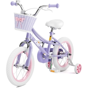 XJD Girls Bike for 3-12 Years Old Girls, 12 14 16 20 Inch Kids Bike with Training Wheels, Adjustable Seat Height, Coaster Brake, Streamers Basket