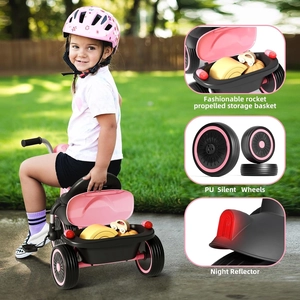 XJD Toddler Tricycle, Foldable Toddler Bike with Pedals, Tricycle for 2-5 Year Olds, Adjustable Comfortable Seat, Christmas Birthday Gifts for 1-5 Years Old Boys and Girls (Pink)