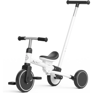 XJD Toddler Tricycle for 1-3 Year Olds, 5-in-1 Toddler Balance Bike, Adjustable Push Handle, Adjustable Seat & Removable Pedal, Birthday Gift Toy for Boys and Girls(White)