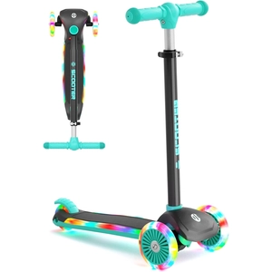 XJD Toddler Scooters for Kids 3-8, 3 Wheel Scooters for Kids 110lbs, LED Light-Up Wheels and Side, 3 Adjustable Height, Lean-to-Steer, Birthday Gift Toy for 3-8 Year Old Girl Boy