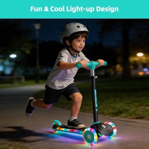 XJD Toddler Scooters for Kids 3-8, 3 Wheel Scooters for Kids 110lbs, LED Light-Up Wheels and Side, 3 Adjustable Height, Lean-to-Steer, Birthday Gift Toy for 3-8 Year Old Girl Boy
