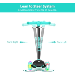 XJD Toddler Scooters for Kids 3-8, 3 Wheel Scooters for Kids 110lbs, LED Light-Up Wheels and Side, 3 Adjustable Height, Lean-to-Steer, Birthday Gift Toy for 3-8 Year Old Girl Boy