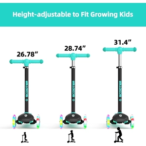 XJD Toddler Scooters for Kids 3-8, 3 Wheel Scooters for Kids 110lbs, LED Light-Up Wheels and Side, 3 Adjustable Height, Lean-to-Steer, Birthday Gift Toy for 3-8 Year Old Girl Boy