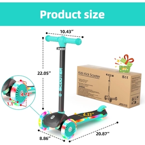 XJD Toddler Scooters for Kids 3-8, 3 Wheel Scooters for Kids 110lbs, LED Light-Up Wheels and Side, 3 Adjustable Height, Lean-to-Steer, Birthday Gift Toy for 3-8 Year Old Girl Boy