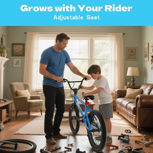 XJD Freestyle BMX Bike, 20 inch Kids Bicycles for Boys Girls Ages 8-12 Years Old and Beginner Level Rider,Durable Steel Frame,Blue(No Pegs)