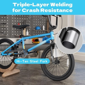 XJD Freestyle BMX Bike, 20 inch Kids Bicycles for Boys Girls Ages 8-12 Years Old and Beginner Level Rider,Durable Steel Frame,Blue(No Pegs)