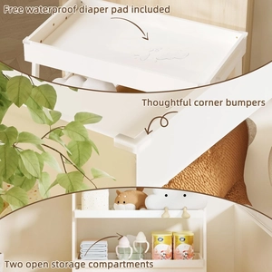 XJD Changing Table, Diaper Changing Station with Waterproof Pad，Baby Changing Table for Nursery Bedroom (White)