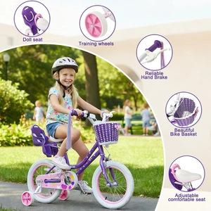 XJD Girls Bike, 12/14/16/20 Inch Bicycle for Ages 2-12 Toddler Bike | Retro Style Kids Bike with Training Wheels, 20 Inch Girl Bicycle with Kickstand