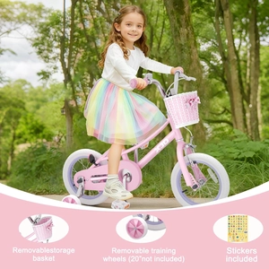 XJD Girls Bike for 2-12 Years Old Kids 12 14 16 20 Inch Toddler Bike,Retro Style Kids Bike with Training Wheels, 20 Inch Girl Bicycle with Kickstand