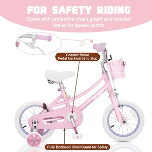 XJD Girls Bike for 2-12 Years Old Kids 12 14 16 20 Inch Toddler Bike,Retro Style Kids Bike with Training Wheels, 20 Inch Girl Bicycle with Kickstand